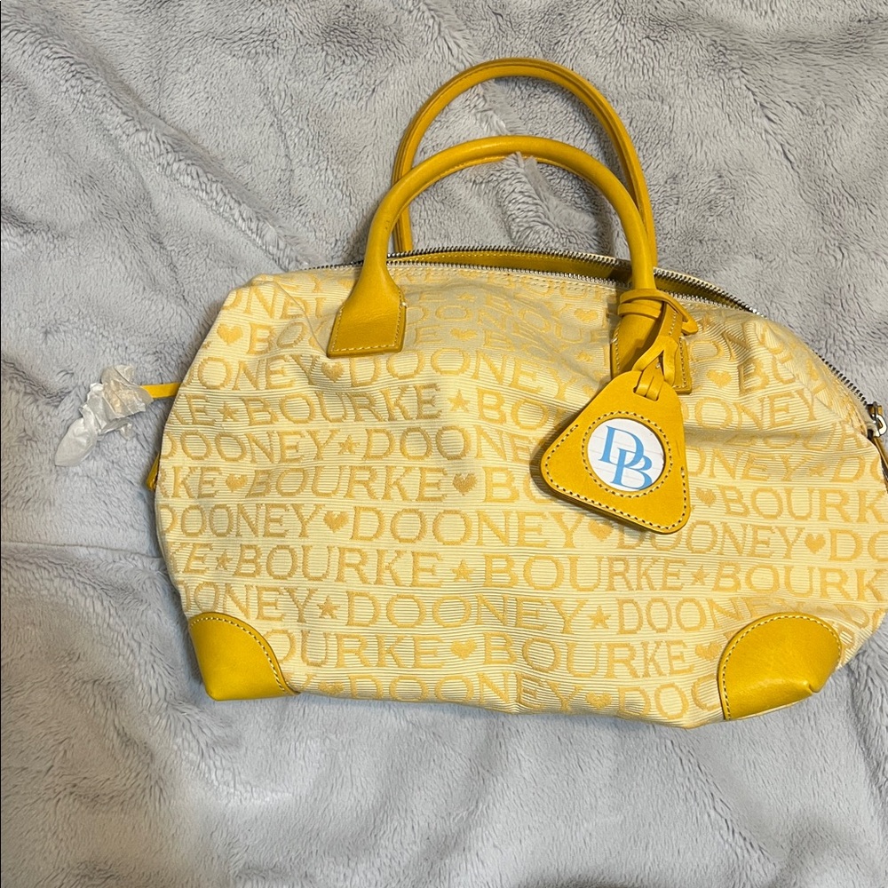 Dooney & Bourke Yellow and White Logo Satchel